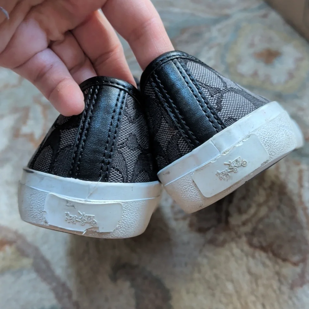 Coach Empire Black Signature Canvas Low-Top Sneakers with White Toe